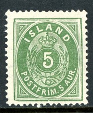 Iceland 1882 green perf - 3a,