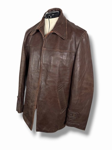 Vintage french leather jacket - leather,