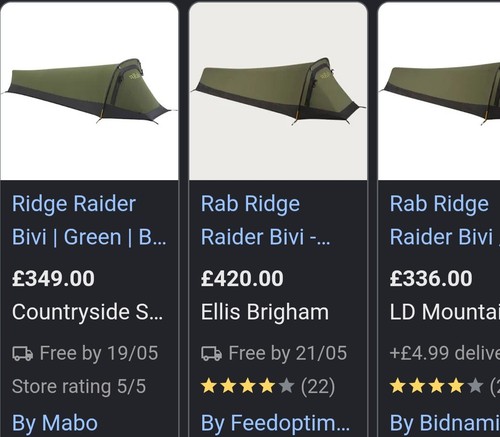 Rab rigid raider one man - raider, bivi