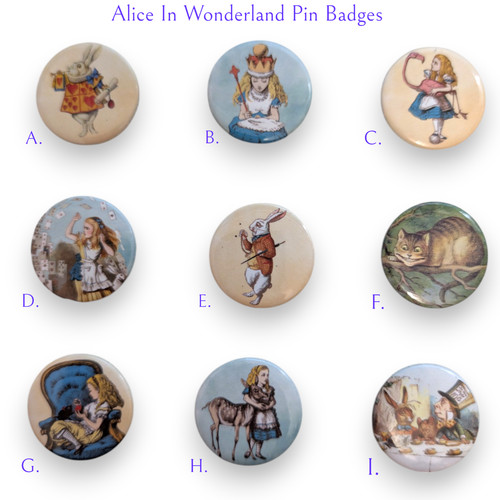 Alice wonderland button - wonderland, pin