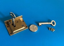 Vintage Antique Small Solid Brass Till Lock + 2 Keys 38mm X 30mm X 11mm + Screws