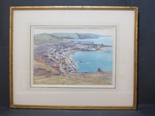 Aberystwyth Wales Welsh 19th Century Magnificent Aerial Painting Museum Quality