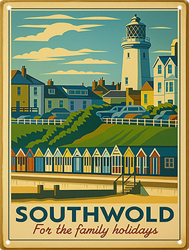Southwold beach huts tin sign - huts,