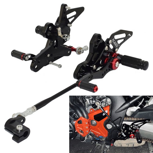 Black adjustable rider rearset - black,