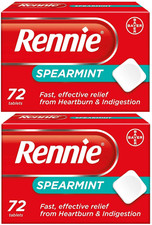 2x 72 Rennie SpearMint | Heartburn & Indigestion Effective Relief  | 144 Tablets