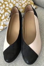 Hotter Rosa Black Lizard & Soft Beige Leather Court Shoes Size UK 8