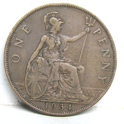 1934 one penny coin george - one,