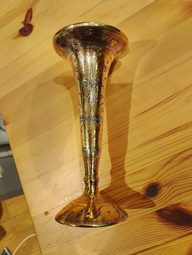 Vintage indian brass vase - indian,