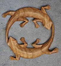 Hand Carved Wooden Gecko Wall