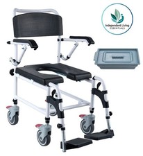 VEVOR Shower & Commode Chair Wheelchair up to 160kg Mobility Toilet Bedside Aid
