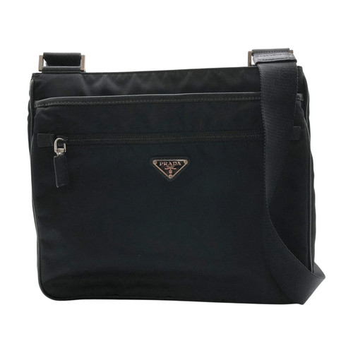 Prada nylon black leather - prada,