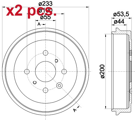Pcs rear brake - rear, set