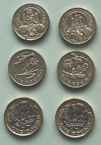 One pound coins 1983 2017 - pound,