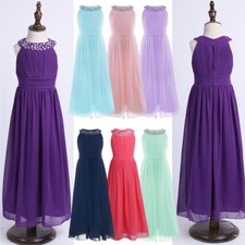 UK Kids Girls Dress Princess Pageant Wedding Bridesmaid Birthday Party Ball Gown