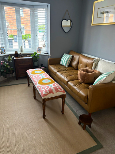 Brown faux leather - leather, 3-seater