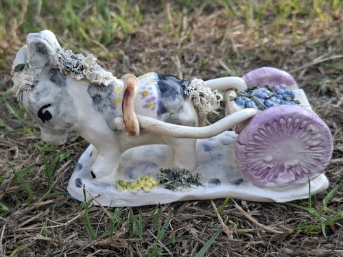Studio pottery donkey cart - &,
