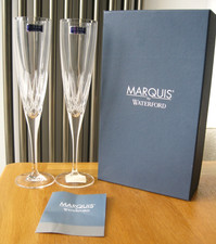 Marquis by Waterford Crystal 2x Corinth Champagne Flutes-Boxed, Labelled, Signed