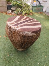 African Zebra Skin Drum, 41 cm x 38 cm