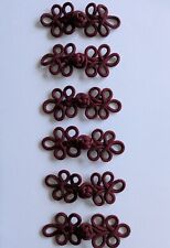 Burgundy Dark Red Chinese Fastening  Frog Buttons Knots 6 Pairs New