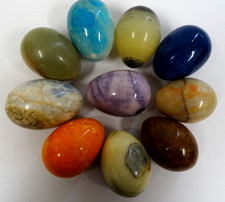 10 X  MARBLE ALABASTER STONE ONYX EGGS CREAM BEIGE GREEN BLUE ORANGE