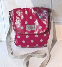 Cath Kidston Satchel Bag Womens Red polka dot long cross body strap oil cloth 