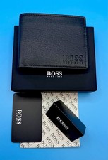 New  Hugo Boss Black Leather Credit Cardholder Wallet