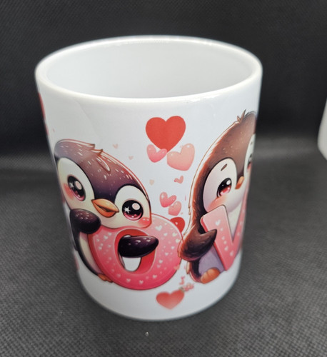 White ceramic penguin love - white,