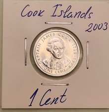 Cook Islands coin, 1 Cents,  2003   'James Cook'