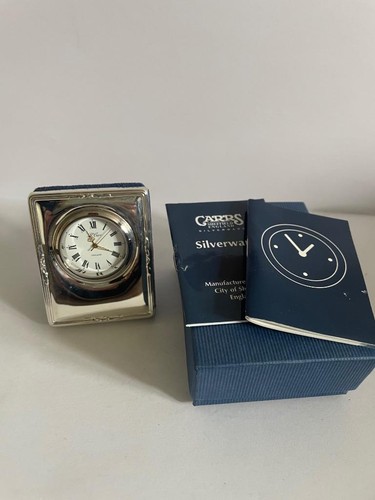 Hallmarked silver desk clock - silver,