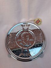 QUEEN ELIZABETH II SILVER JUBILEE CHROME PLATED TEA POT STAND FROM 1977 USED CON