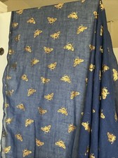 Navy Blue Sarong Gold Bumblebees. Large. Scarf Or Shawl 3’x6’beach Or Daywear 