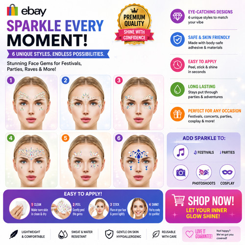 Face crystal gem - crystal, sticker