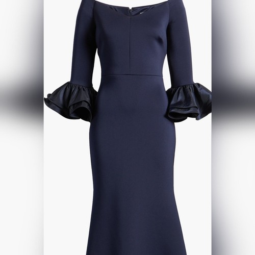 Eliza navy long sleeve dress - long,
