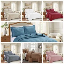 Quilted Bedspread Set 3 Piece Bed Throw With Pillow Shams Single Double King SK