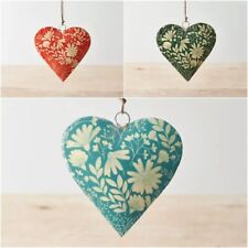 Metal Hanging Heart Arts & Craft Floral 8cm +Loop 3 Colours Home Decoration Gift