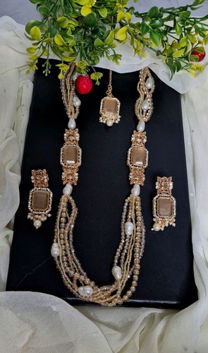 Champagne long necklace with - champagne,