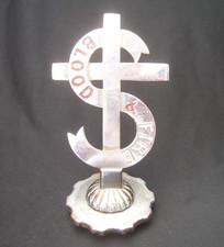 VINTAGE 1930s SALVATION ARMY "BLOOD & FIRE" CAR RAD CAP MASCOT ~ HOOD ORNAMENT