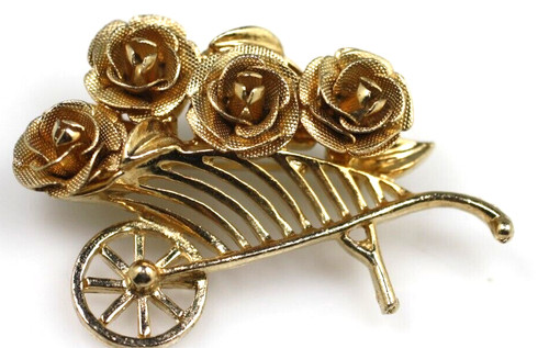 Vintage gold tone roses flower