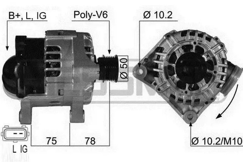 Alternator with ribbed - alternator, v-ribbed