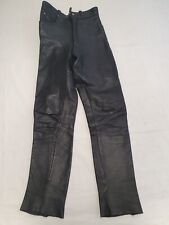 B802 WOMENS COWHIDE BLACK STRIAGHT SLIM LEATHER BIKER TROUSERS UK M 10 W28 L32