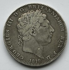 1819 George III Silver Edge LIX Crown Coin