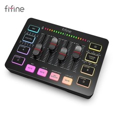 FIFINE Gaming Audio Mixer with Effects PC Streaming 4 Channel XLR Mic Interface