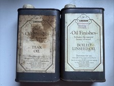 Vintage Used Tins Of Liberon Oil Finishes 500ml Teak Oil & Boiled Linseed.