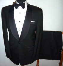 ARMANDO Tuxedo 2 Piece Black Dinner Suit 38 Evening Jacket Trousers W32 L29