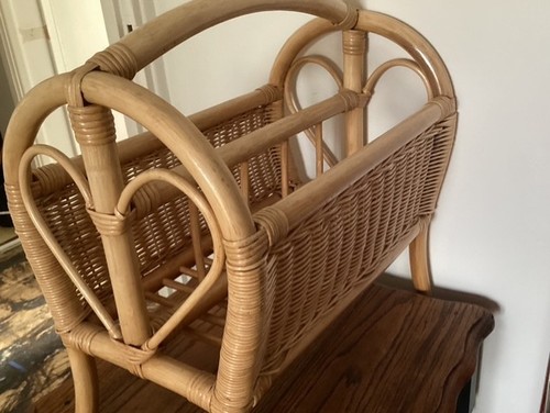 Vintage rattan magazine rack - vintage,