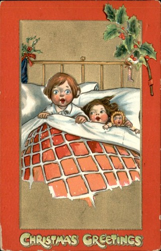 Christmas children bed tuck - in,