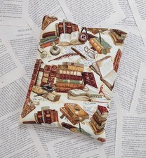 Handmade Book Sleeve Cover Padded Kindle Tablet Fabric Pouch Vintage Books