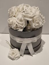 CHANEL Ribboned White Artificial Roses Box Bouquet 