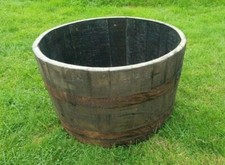 Large Genuine Half Whisky Barrel Planter Oak Whiskey Plant Container Tub Pot