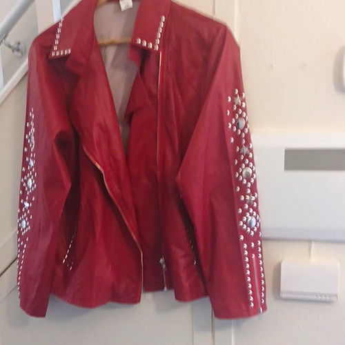 Fashion red studded biker - studded,